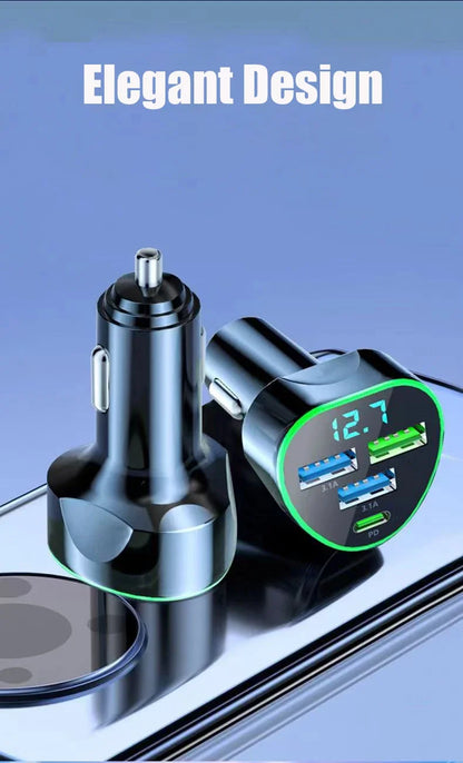UYUXIO USB C Car Phone Charger Super Fast Charge in Car with LED Voltage Display for iPhone Samsung Huawei Oneplus Android Phone.