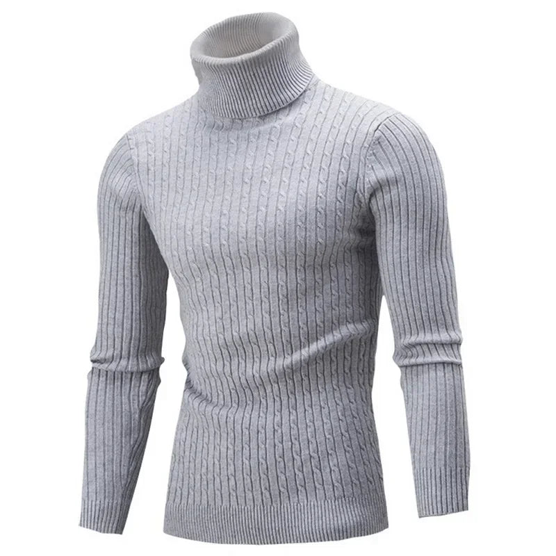 2025 Men's Warm Sweater Long Sleeve Turtleneck Sweater Retro Knitted  Pullover Sweaters