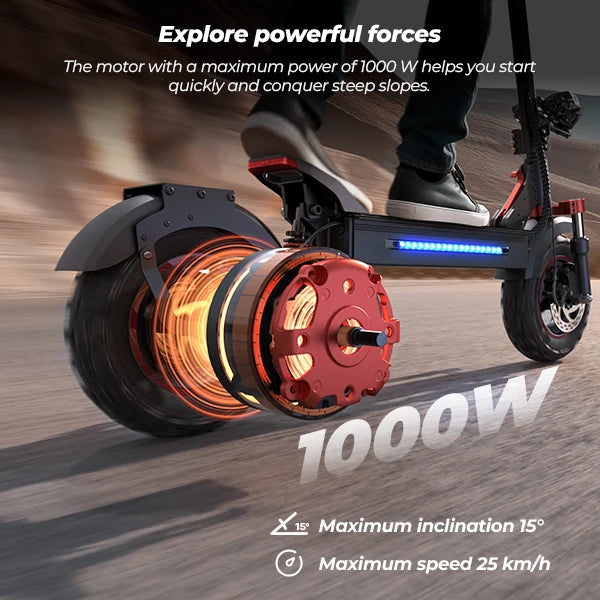 ISCOOTER IX5S Electric Scooter for Adults 1000W Motor E-Scooter 48V15AH Battery 11 Inch Off Road Tire Electric Off Road Scooter.