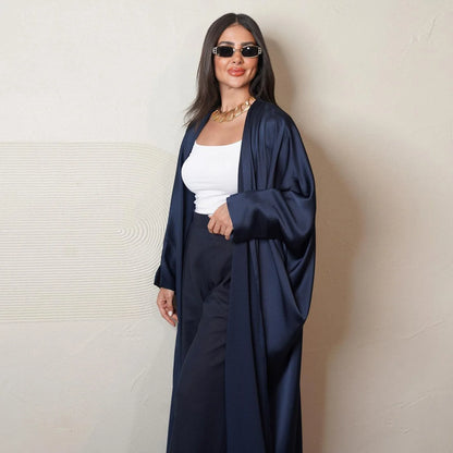 Marocain Kaftan Women Muslim Maxi Dress Dubai Abayas Kimono Satin Robe Femme Open Abaya Turkey Caftan Islamic Jalabiya Kebaya.