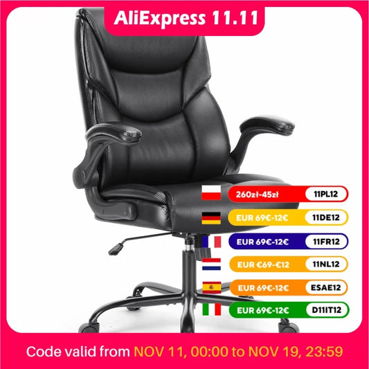 JHK Ergonomischer PU-Leder gepolsterter Armlehnen-Wohnzimmer-Schaukel-Gaming-Stuhl, drehbares Rad mit Lordosenstütze, Gaming-Stühle