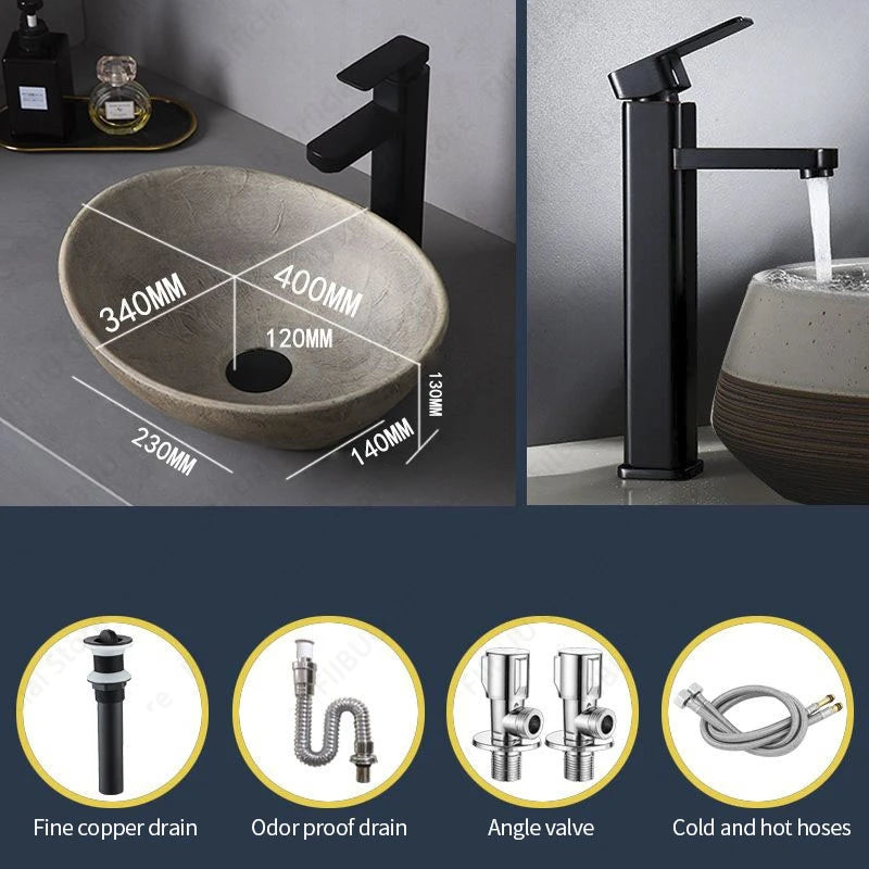 Keramik-Tischwaschbecken, ovales Badezimmergefäß, Waschbecken, Schüssel über der Theke, Kunstbecken, Toilette, Balkon, Waschtisch, Waschbecken, Arbeitsplatte, Waschbecken