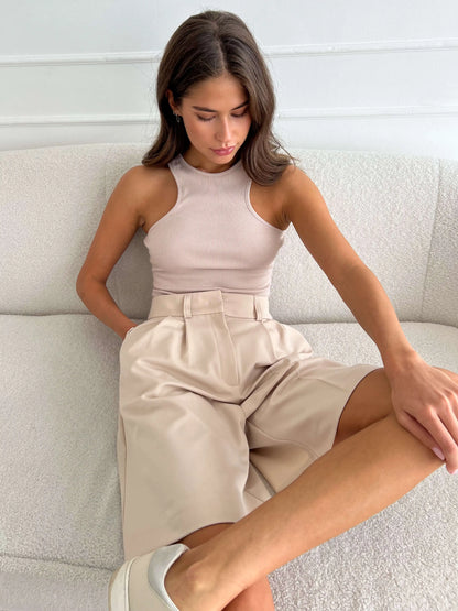 Bornladies Summer New High Waist Shorts for Women Casual Loose Wide Leg Solid Shorts Female Short Pants Y2k Booty Shorts.