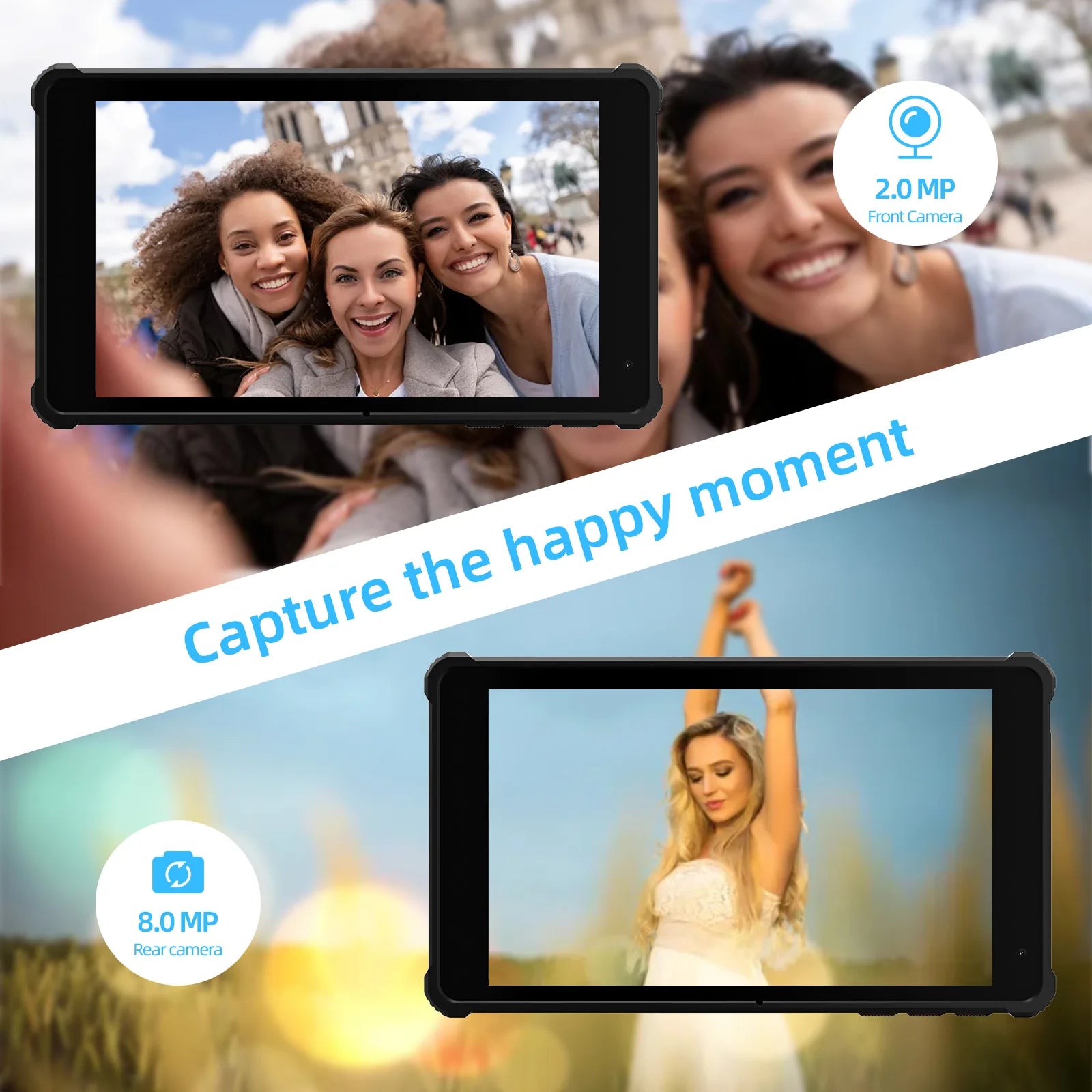 PRITOM Tablet 7" Android 14 Tablets, 8GB RAM(3+5GB Expand) 64GB ROM, A523 Octa-Core Processor, 5G WiFi+WiFi6, Dual Camera,Black.