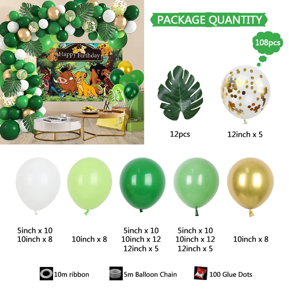 108 Stück König der Löwen Luftballons Bogen Girlande Kit Latex Luftballons liefert die Löwen könig Thema Jungen Baby Geburtstags feier Dekorationen.