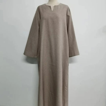 Lockeres, elegantes, reines, langes Kleid im Nahen Osten-Stil für Damen in Übergröße, schlanker Midirock, lässiges, bequemes Maxikleid