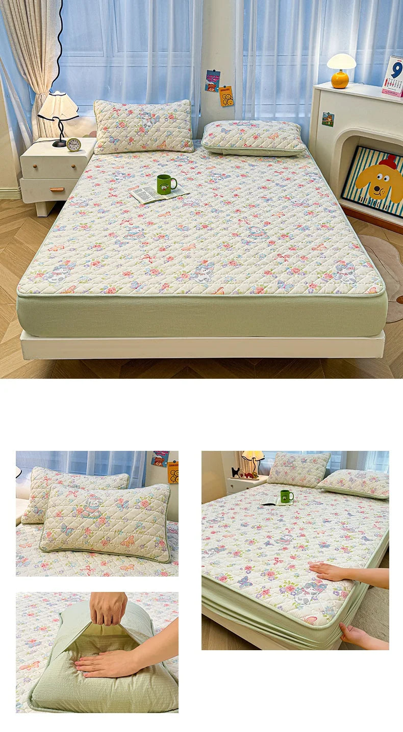 Non-slip Bed Cover Queen/King Size Bedspread Thicken Bed Linen Home Mattress Protector cubre colchón (Pillowcase Need Order).