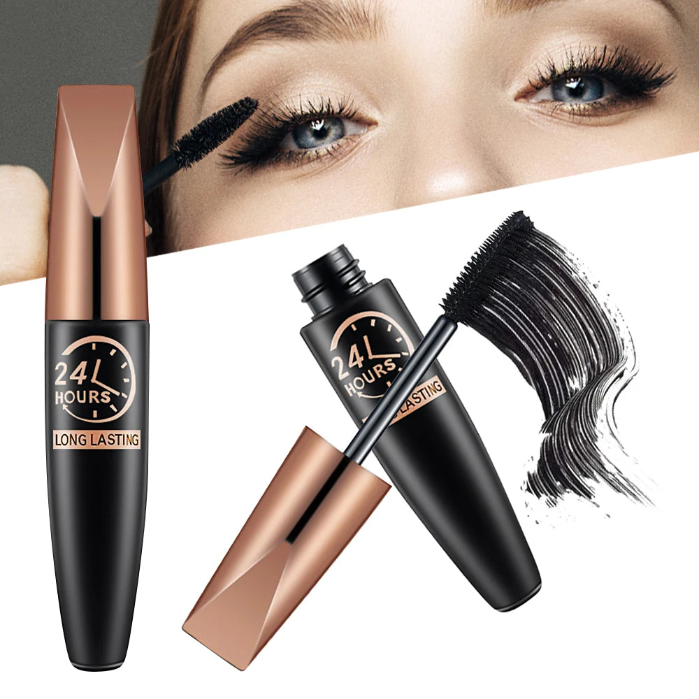 Silk Fiber Black Mascara Makeup Waterproof Lasting Lengthens Eyelashes Extension Non-smudge Anti-sweat Mascara Makeup Cosmetics.