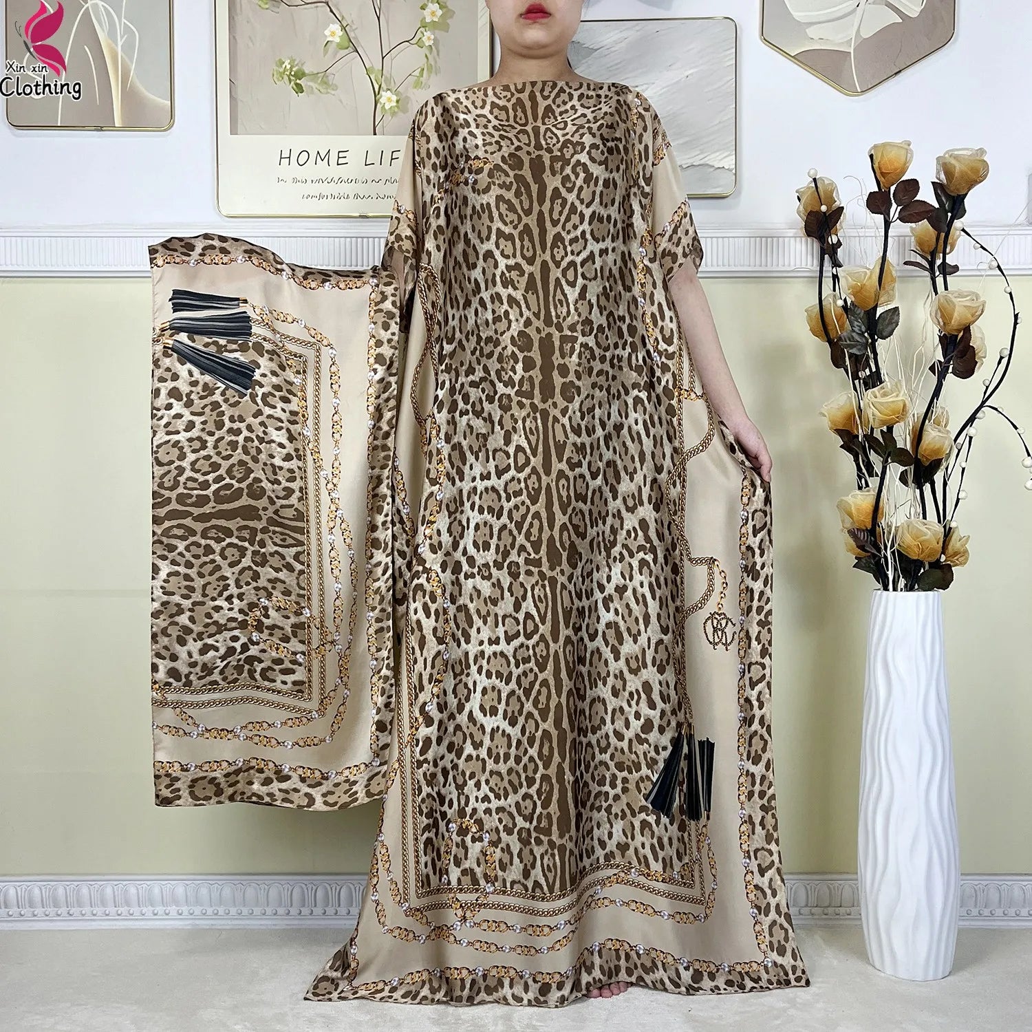 2025 New Beach Party Dress Soft Silk Fabric Loose Short Sleeve Dubai Women Vacation Dress African Abaya Islam Lady Casual Dress.