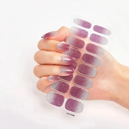 Glitter Gradient Full Cover Nail Art Stickers Fashion Silver Purple Nail Polish Strips DIY Waterproof Nail Foil Sticker Manicur.