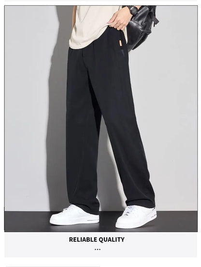 2025 Summer Thin Men's Soft Lyocell Casual Pants Breathable Fashion Solid Color Simple Male Trousers Brand Clothing