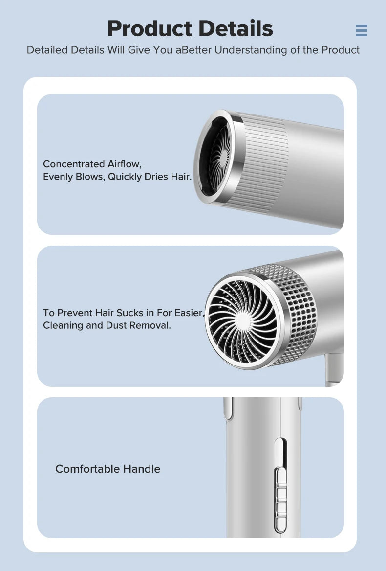 High Power Hair Dryer Negative Ion Hair Care Professinal Quick Dry Home Powerful Hairdryer Constant Anion Electric Hair Dryer