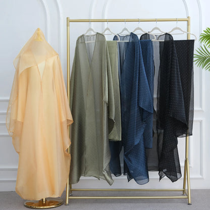 Middle Eastern Islamic Three-Piece Clothing for Women Ramadan Muslim Modest Abaya Dress with Hijab 2025 New Turkey Kaftan Robe