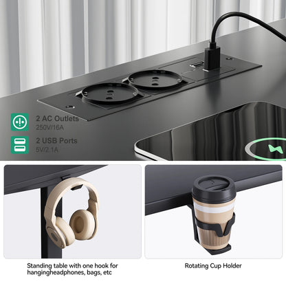 Elektrisch höhenverstellbarer L-förmiger Schreibtisch Ergonomischer Computertisch mit USB und Steckdose für Büro und Zuhause