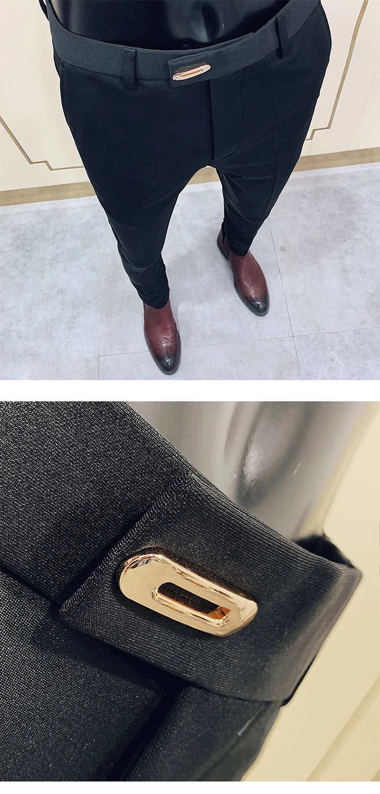 Men Suit Pants Dress Pantalone Hombre Stretch Slim Formal Trousers Calça Masculina Solid Color Casual Pants Fashion Men Clothing
