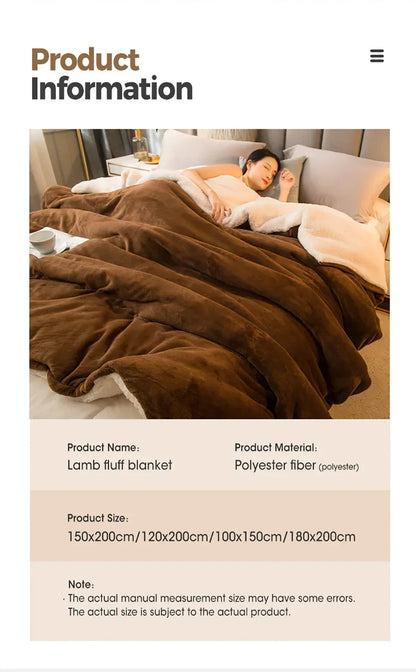 Wool Throw Blanket Keep Warm Winter Bed Blankets Double Sided Queen Duvet Cover Camping Double Bed Cover Bedspread On The Bed.