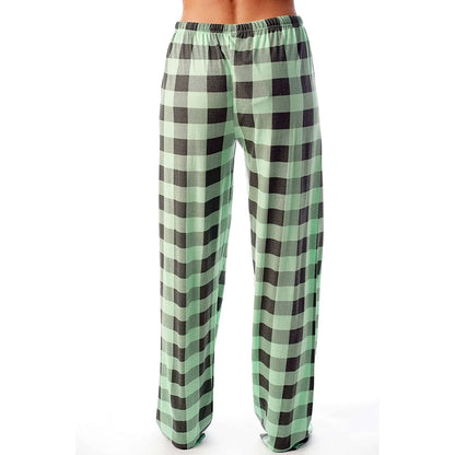 Frauen Weihnachten Pyjama Hosen Herbst Winter Plaid Gedruckt Hosen Mode Lässig Breite Bein Hosen Kleidung Streetwear
