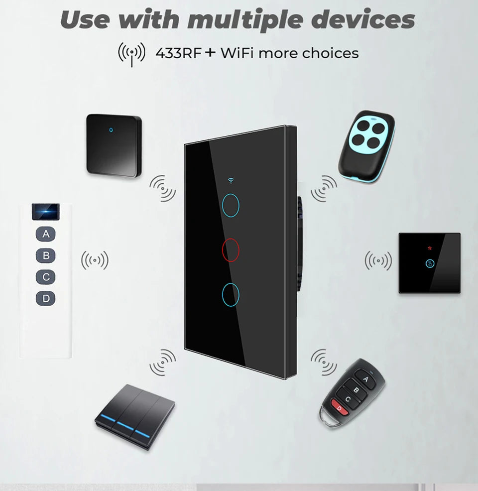 Tuya WiFi Touch Wand Smart Switch 1/2/3 Gang Licht Schalter Ohne Neutral Linie Smart Leben APP Steuerung unterstützung Alexa Google Hause.