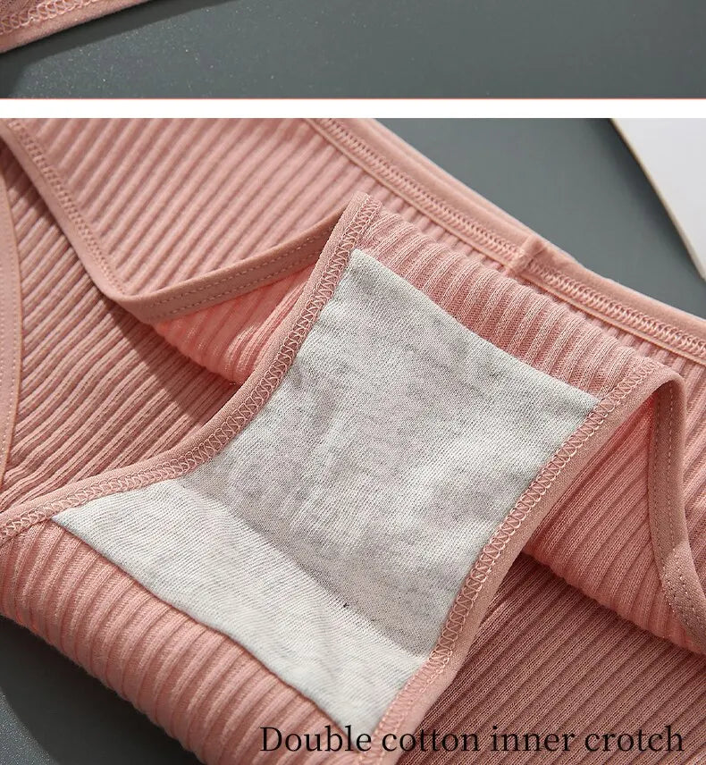 4PCS/Set Summer Solid Color Cotton Panties Female Underpants Sexy Panties for Women Briefs Underwear Plus Size Pantys Lingerie.