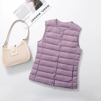 Damen-Weste mit ärmellosem Innenfutter, Daunenweste, 2025, Neuankömmlinge, leichte Damenweste, Frühling und Herbst, Oberbekleidung innen.