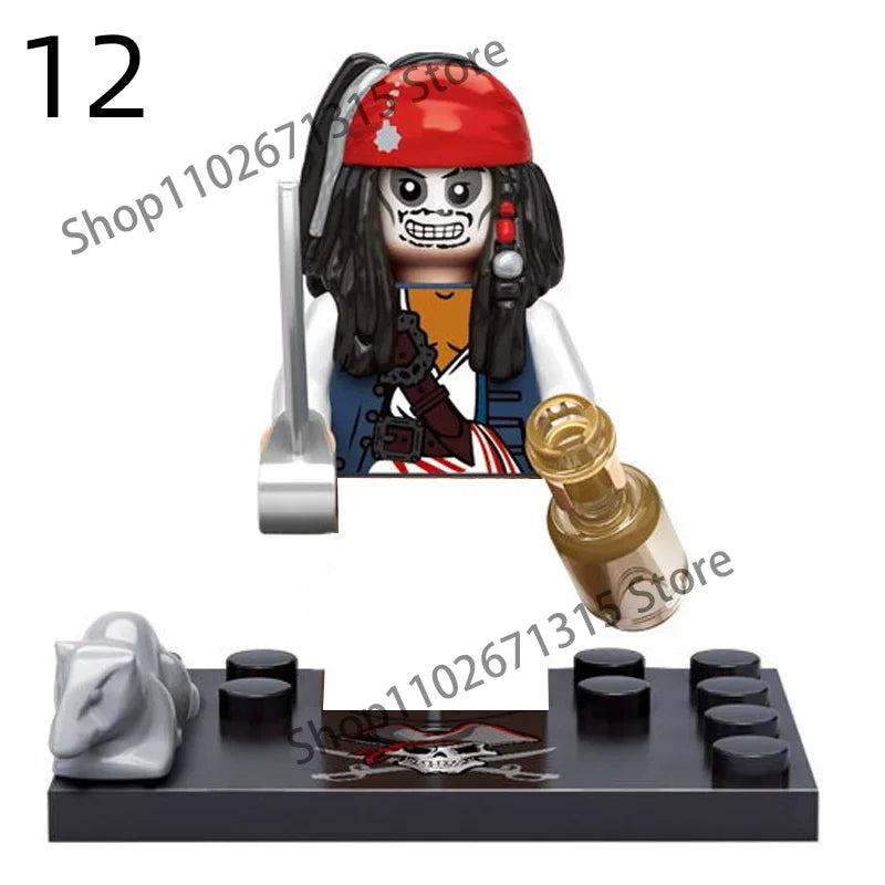 Movies Pirates Of The Caribbean Jack Sparrow Classic Movie Figures Head accessories Building Blocks Toys For Children.
