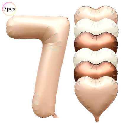 40in Cream Big Number Balloon 18in Three Color Love Foil Helium Balloons Aldult Birthday Set Boys Girls 1st Birthday Decorations