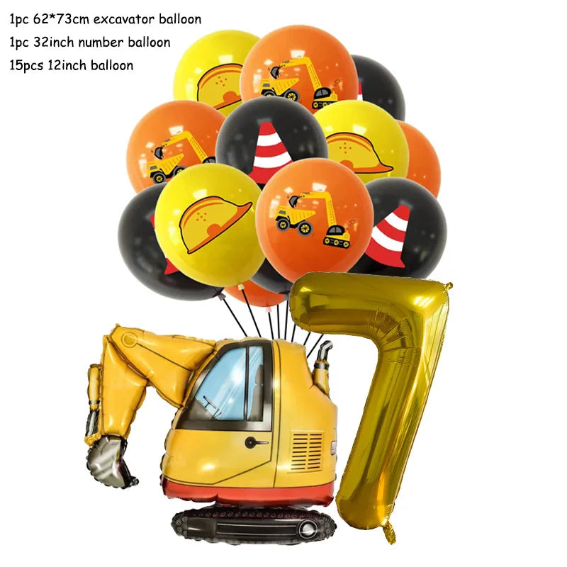 Technische Fahrzeuge Luftballons Bau Party Dekorationen Bagger Ballon Geburtstag Baby Dusche Party Ballon Dekor Liefert.