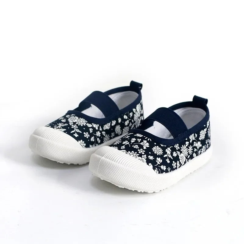 2025 New Spring Autumn Baby Girl Shoes Kids Canvas Shoes Children Casual Sneakers Candy Color Flowers For Girls Floral Prints.