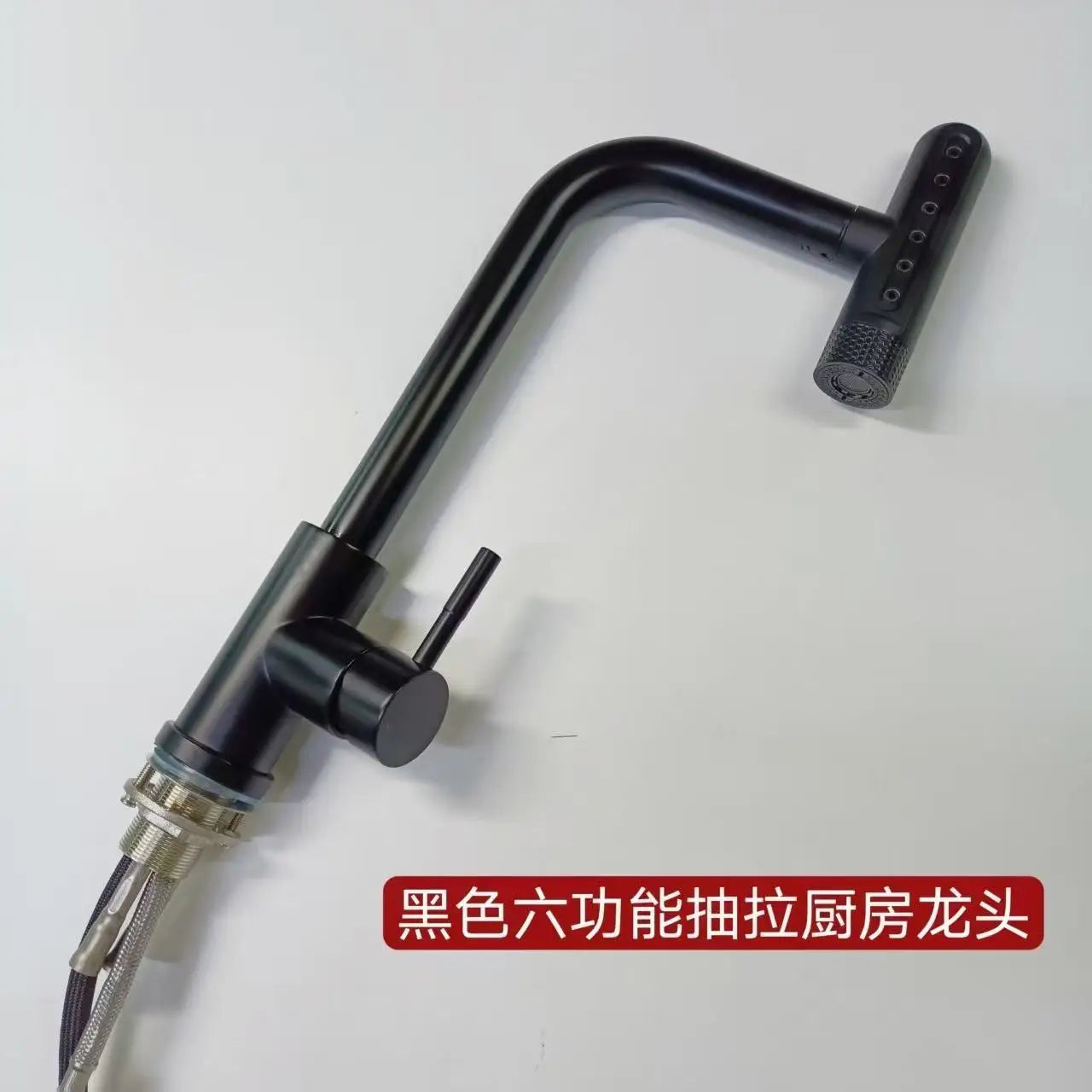 Black/Gray/Silver Pull-Out Kitchen Faucet Three Water Stream Sprayer Stainless Steel Hot and Cold Water Mixing Faucet Countertop