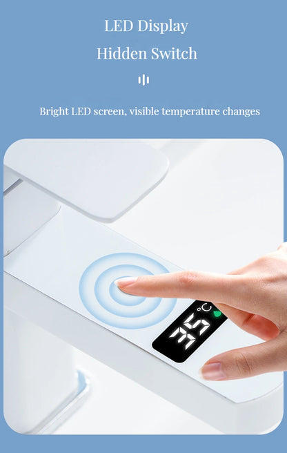 Digital Basin Faucets Smart Bathroom Faucet Shower Room Taps Water Temperature LED Black White Sink Tap Rotating Stainless Steel