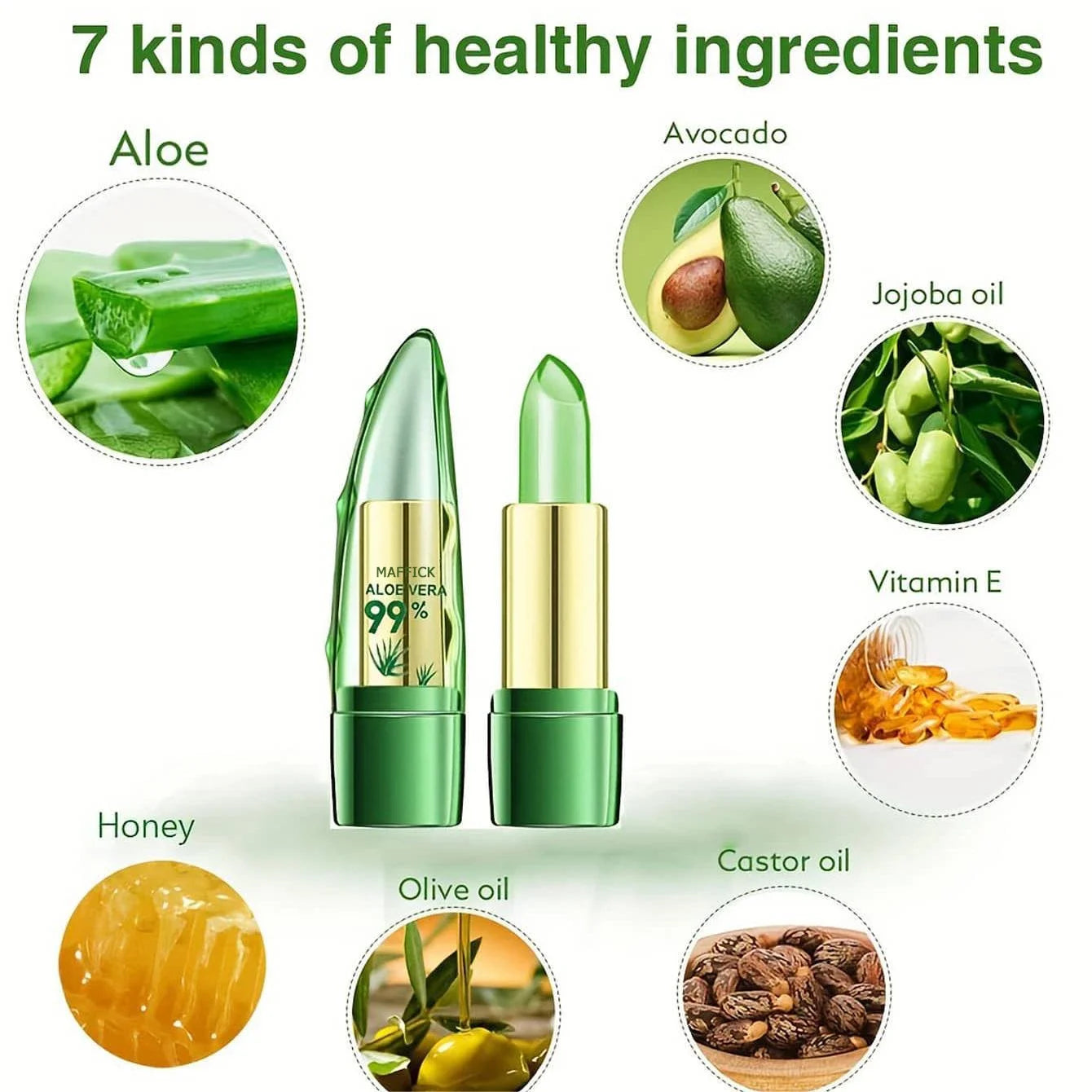 1PC Moisturizing Aloe Vera Lipstick Discoloration Lip Care Nutritious Plumper Lip Balm Magic Cosmetic Makeup Lip Beauty Care.