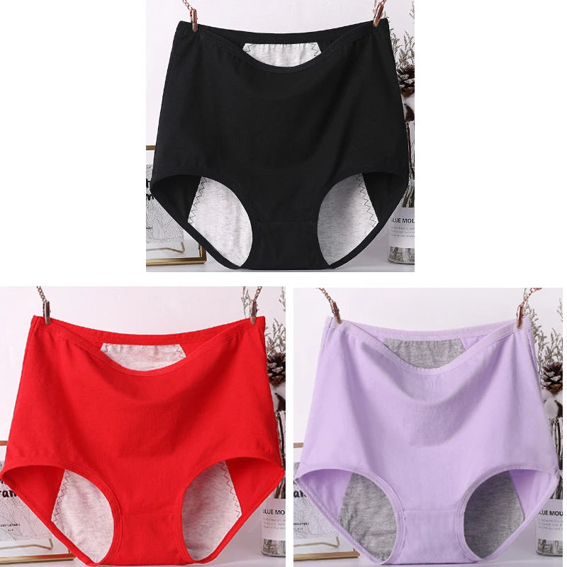 3pcs Girl Menstrual Panties Women's Physiological Briefs Ladies Period Leak Proof Panty High Waist Cotton Underwear.