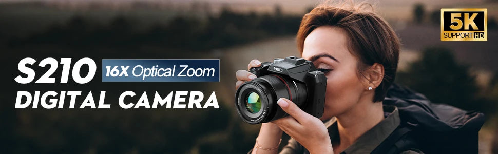 NBD 5K Digital Cameras for Photography 16X Optical Zoom Camera with WiFi & App Control, Vlogging Camera with 180°Flipable Screen.