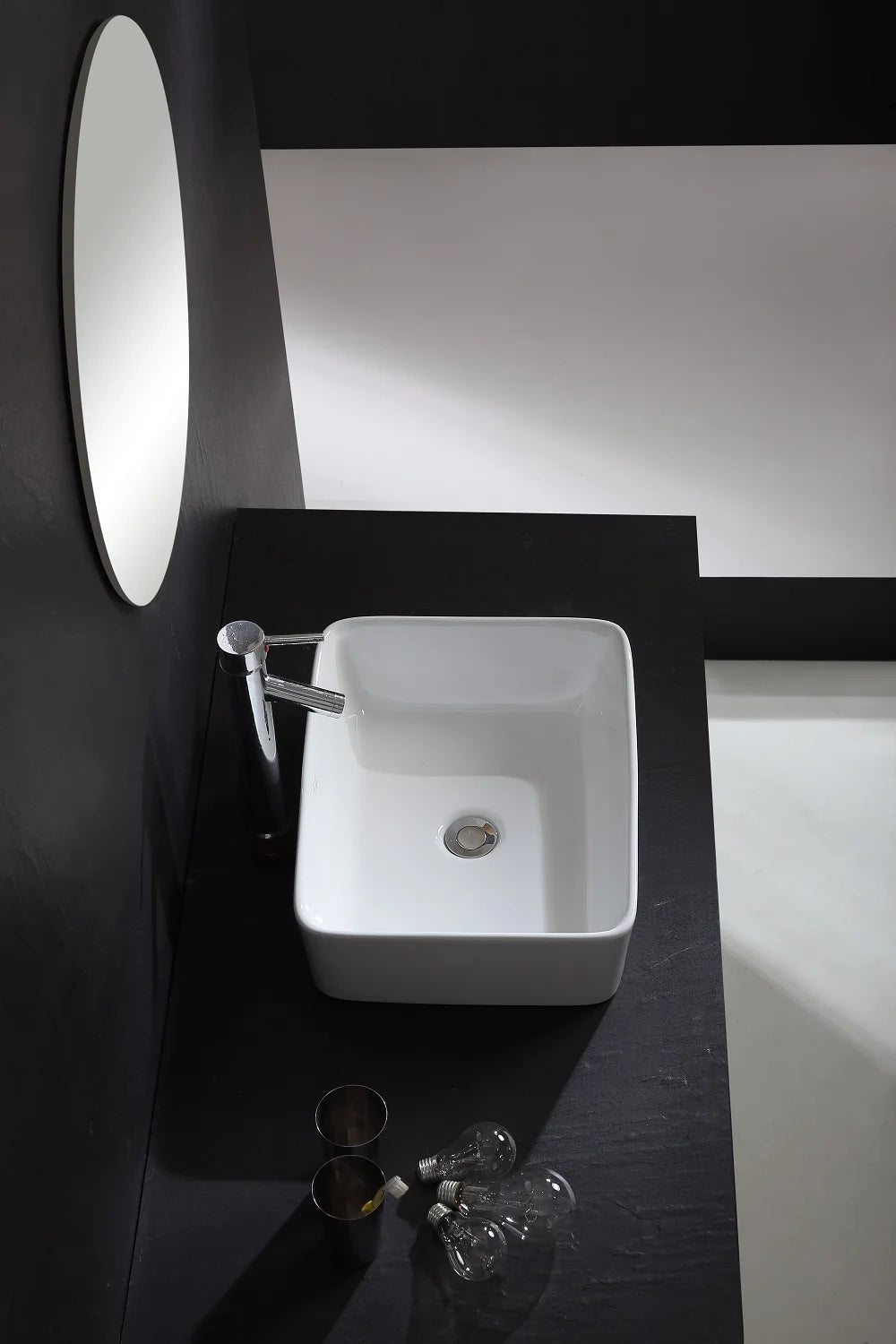 Rechteckiges Waschbecken, weißes Waschbecken, Arbeitsplatte, Keramik, Keramik, kleine Waschbecken, Schüssel, Arbeitsplatte, Waschtisch, Kunstbecken