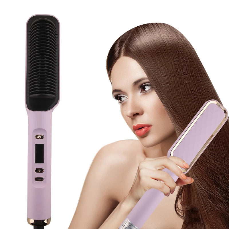 1Pcs curling and straightening dual-purpose straightener for quick heating, adjustable temperature suitable for wet and dry hair.