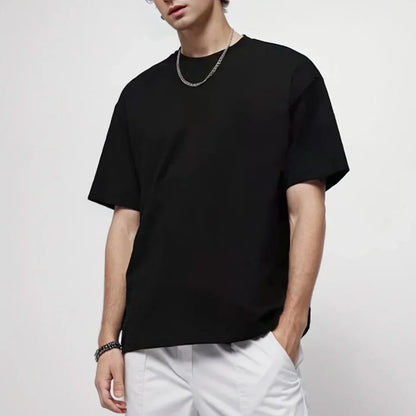 100% pure cotton summer high-end brand men's short sleeve round neck fashionable style half sleeved top breathable T-shirt.