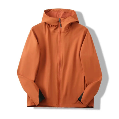 Compass Button Patch Italian Luxury Style Men's Lightweight Windbreaker Jacket Zippered Suitable For Outdoor Sports And Hiking.