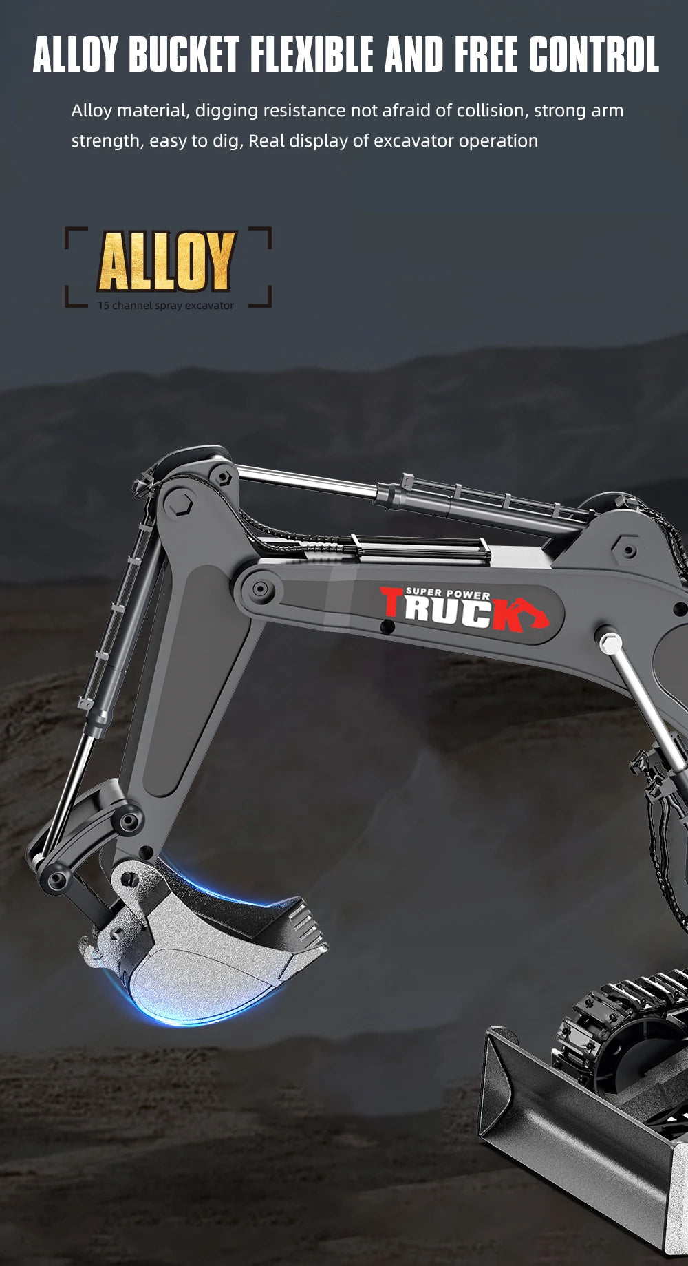 Alloy Rc Excavator Truck Toy Kids Remote Control Engineering Trucks Electric Vehicle Machine Games for Kids Boys Birthday Gifts.