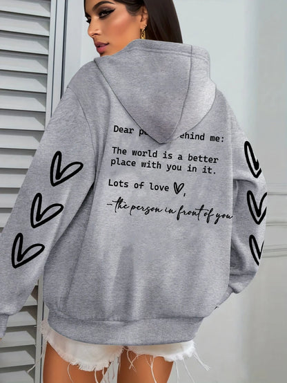 Simple Heart Printing Hoodies Women Hip Hop Autumn Hoodie Multicolor Fleece Unisex Pullovers Pocket Casual Woman Streetwear.