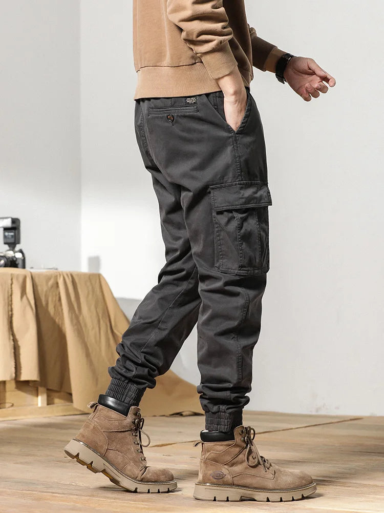 2024 New Winter Cargo Pants Men Multi-Pockets Drawstring Fleece Liner Thick Warm Overalls Joggers Casual Cotton Thermal Trousers.