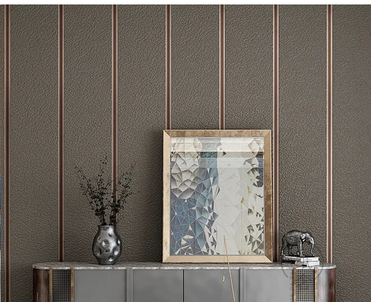 Hirschhaut Samt horizontal gestreifte Tapete Wohnzimmer Schlafzimmer gestreifte Film- und Fernsehwand 3D-Relief verdickte Tapete