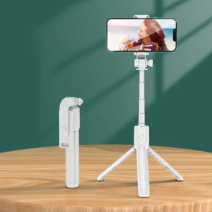 Selfie Stick Telescopic Travel Handheld Tripod Portable Phone Stand [700mm] Bluetooth Remote Extendable Phone Tripod.