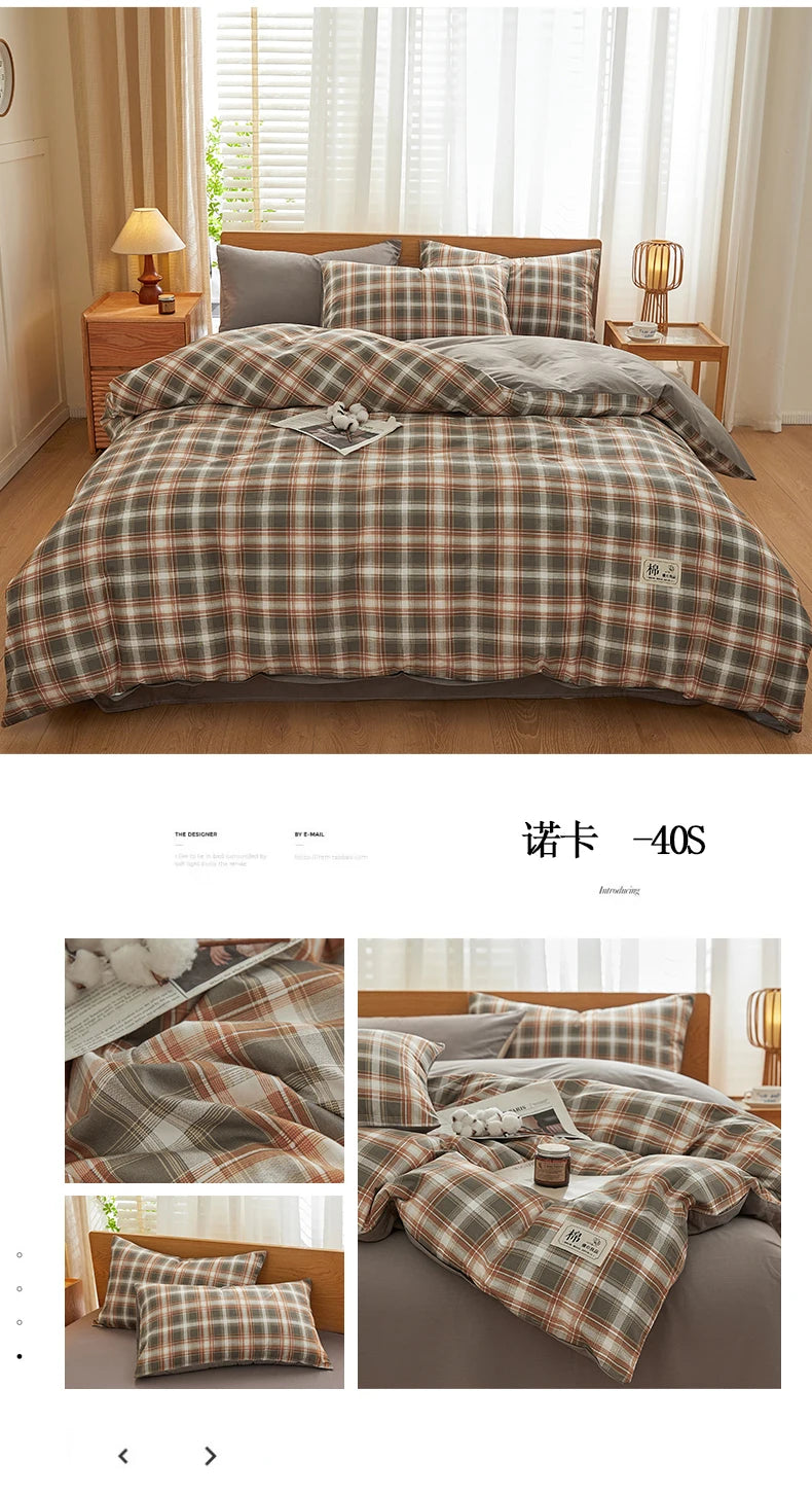 2025 new solid color matching pure cotton quilt cover bed four-piece set student dormitory 3-piece set available in all seasons