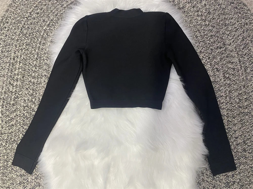 New Autumn Style Black Color Women Long Sleeve Button Rayon Bandage Coat Pants Fashion Women's Set High Street Celebrate Wear.