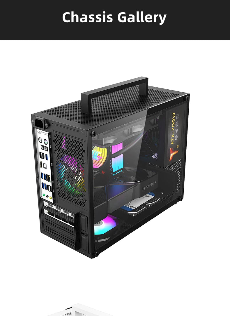 METALFISH S5 MAX Computer Case Gaming PC Chassis Support MATX/ITX 24.5*24.5cm SFX/ATX PSU 135 Mid Tower /180 WaterCooling Cooler.