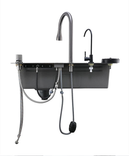 New Stainless Steel Kitchen Sink with Waterfall  Large Single Slot Various Multifunctional Sinks Dish and Vegetable Wash Basin