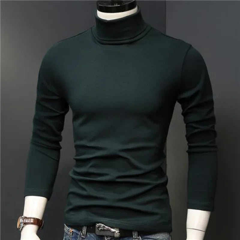 2023 new Sweater Men Solid Color Turtleneck Pullovers Pull Homme Men's cold Blouse Winter Long Sleeve T Shirts.