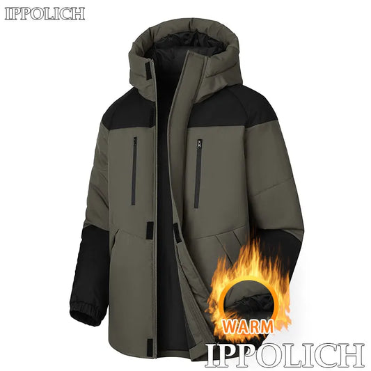Winter Thickened Jacket Men Running Hooded Coat Sport Outdoor Leisure Medium-length Warm Clothing Autumn Winter Clothing Male.
