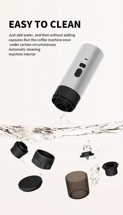 Portable Electric Coffee Maker 3-in-1 Capsule Coffee Grinder Travel Coffee Espresso Maker for Car and Home Camping.