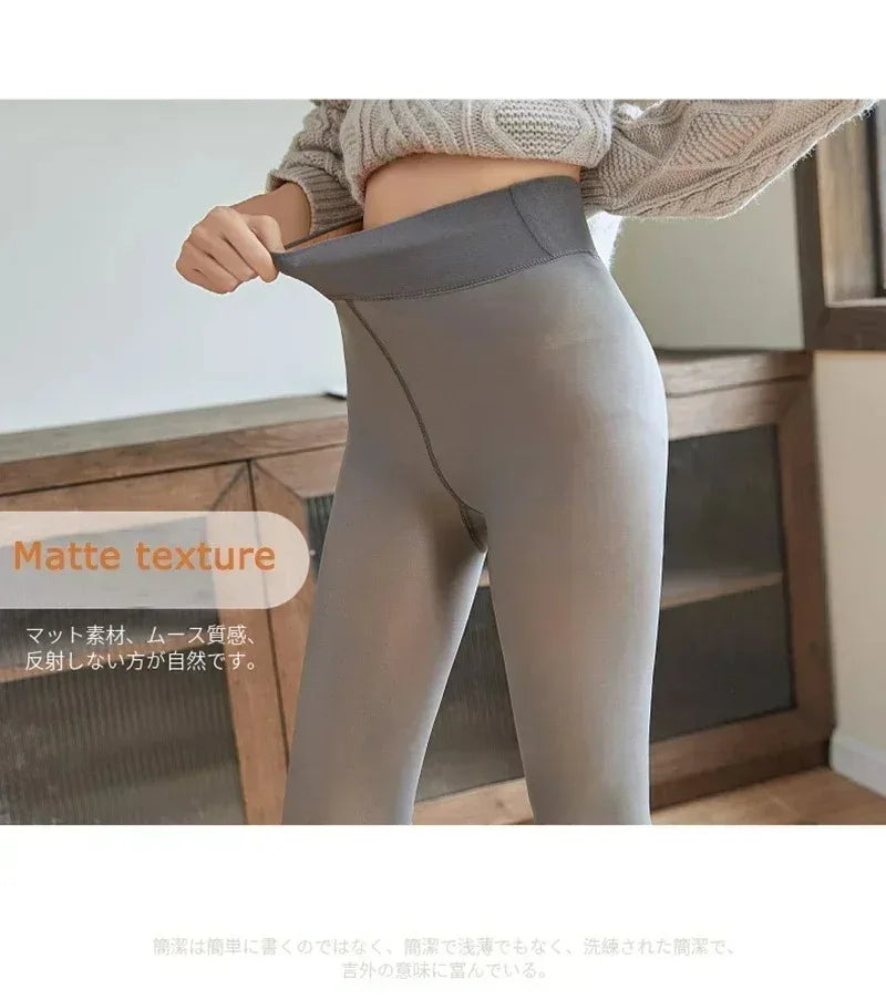 New Women‘s Thermal Leggings Winter Warm Sexy Elastic Translucent Pantyhose Female Fleece Thermal High Waist Thicken Tight Pants